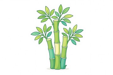 Fototapeta premium Cute Cartoon Bamboo Tree Illustration, Generative AI