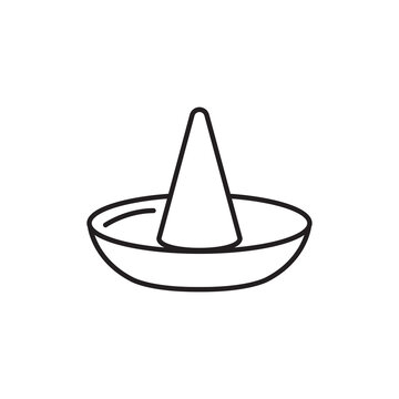 Line art icon of a Orton pyrometric cone set on a ceramic tray for kiln monitoring.