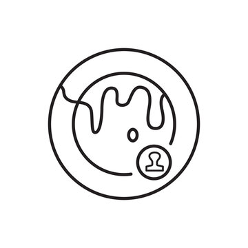 Line art icon of a glazed ceramic plate featuring an artisan maker's mark stamp.