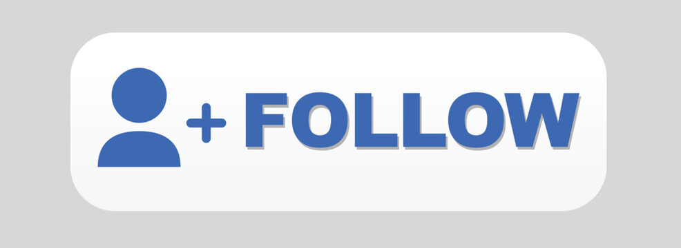 Blue Follow Button Vector &ndash; Social Media User Subscription Icon Graphic