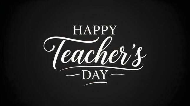 Happy teacher's day card with cursive text on blackboard
