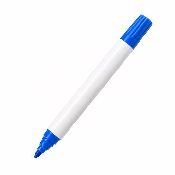 Blue and white marker pen isolated on white background