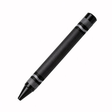 Black crayon closeup on white background