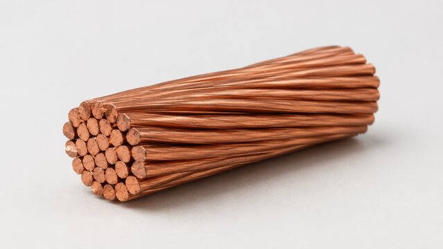 Cut Copper Wire Bundle Engineering Sample Isolated on Light Background
