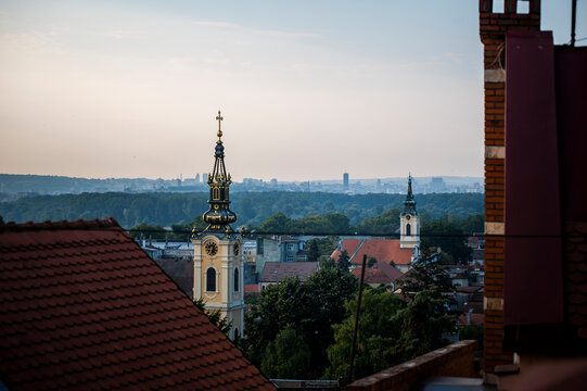 St. Nicholas Church in Zemun, Belgrade, Serbia at Sunset