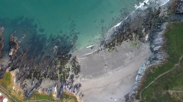 Aerial drone footage of the spectacular Welsh coastline around St Davids and Whitesands Beach, showcasing rugged cliffs, turquoise waters, sandy beaches and the wild Pembrokeshire landscape.