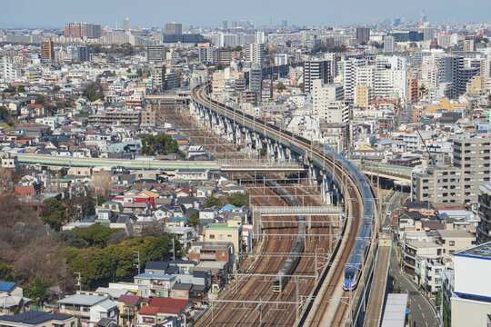 日本：上越・北陸新幹線 E7系が走る風景／北とぴあ・東京都北区