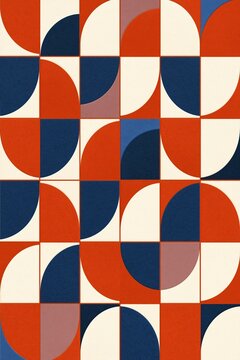 Geometric midcentury modern pattern with semicircles