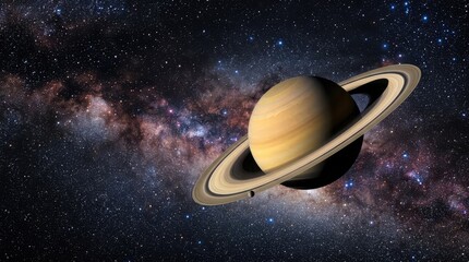Fototapeta premium Saturn's Rings Glow Against the Milky Way