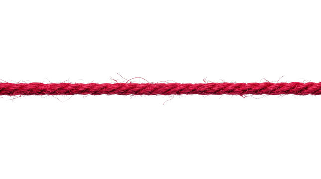Horizontal Red Rope Line Isolated Cutout Element, Twisted Red String Cord Thread Graphic Resource Transparent PNG No Background