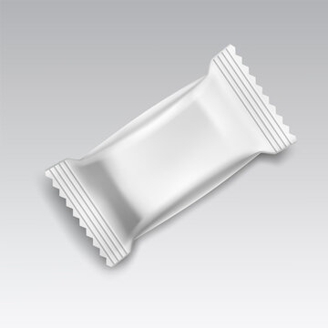 Blank White Candy Bar Wrapper Mockup, Vector Illustration