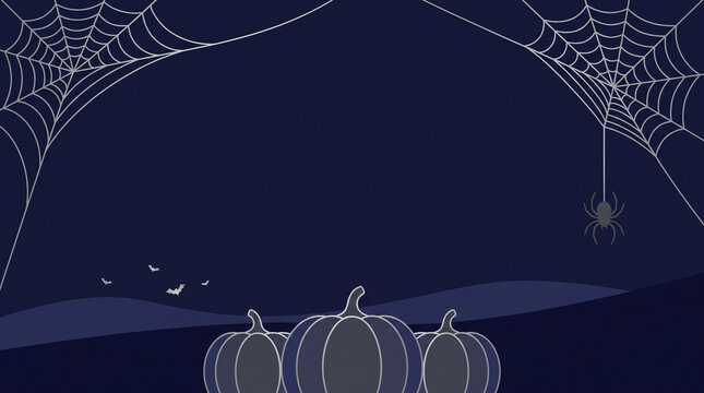 Spooky Halloween night scene with three flying witches on broomsticks against full moon and spider web background