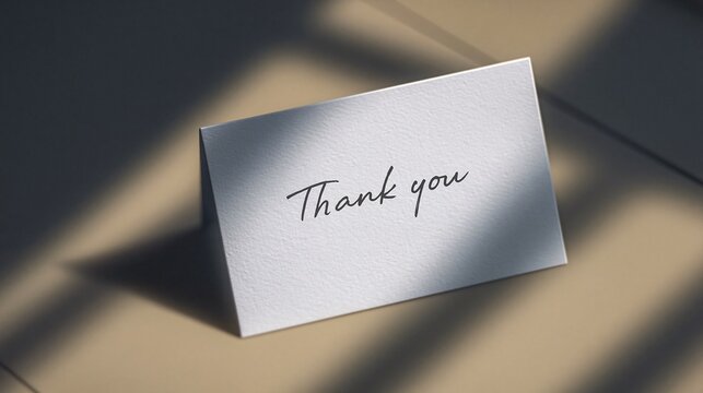 Stylish handwritten gratitude message on a textured card featuring beautiful shadow effects