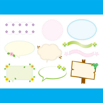 Cute speech bubbles and floral frames set