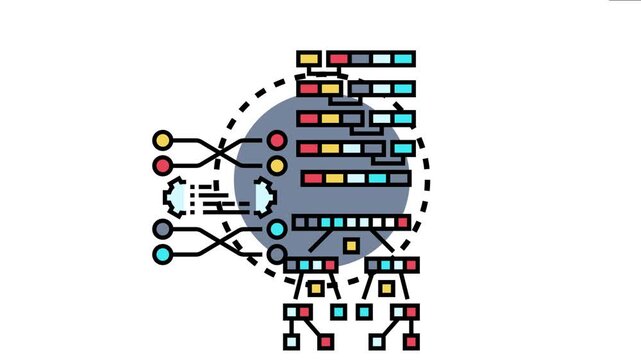 Bubble sort algorithm visualizing data processing and array elements arranging, showing an iterative computational method for data organization in programming