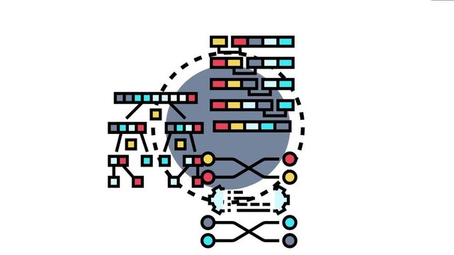 Bubble sort algorithm implementation visualizing sorting data, arranging elements in correct order, and optimizing processing during computer programming