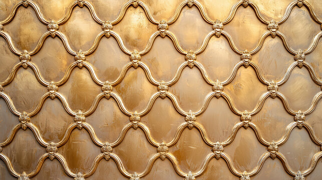 Exquisite gilded wall design featuring intricate patterns and textures, creating luxurious and elegant atmosphere