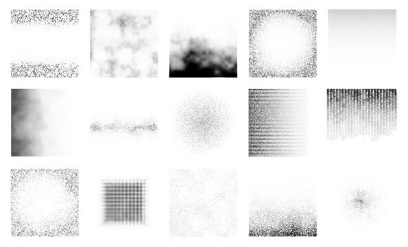 Halftone, grain, and spray dot textures set