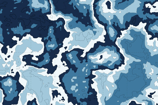 Blue contour map showing underwater ocean topography
