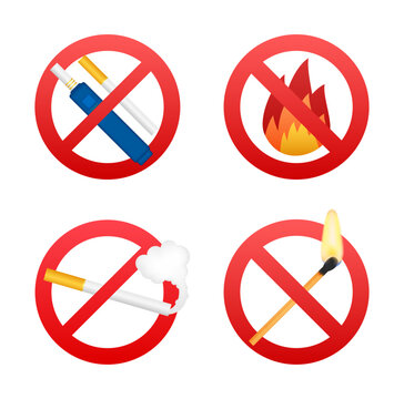 No smoking and fire prohibition signs collection