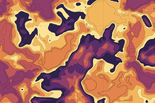 Colorful abstract topographic map showing elevation contours