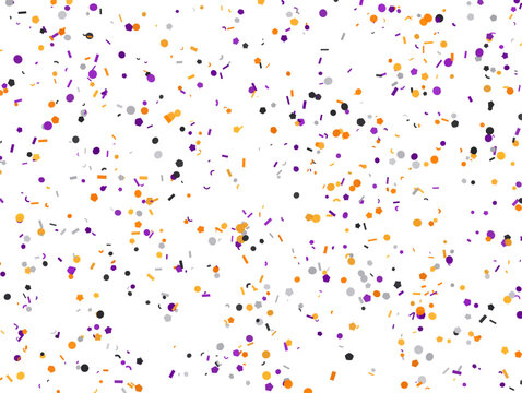 Falling confetti in orange purple and black colors