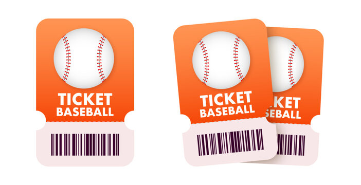Baseball game tickets with barcode for event admission