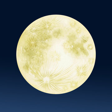十五夜 お月見　満月 夜空　水彩 イラスト