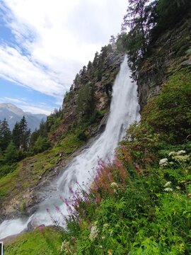 stuibefall waterfall in austri alps in otztal