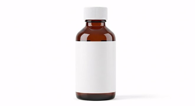 Brown medicine bottle with blank label
