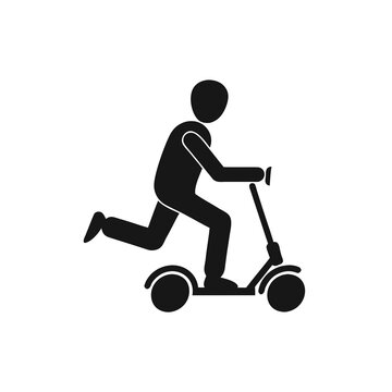 Person Riding Scooter Silhouette Icon &ndash; Black Pictogram on White Background