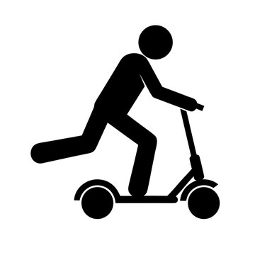 Person Riding Scooter Silhouette Icon &ndash; Black Pictogram on White Background