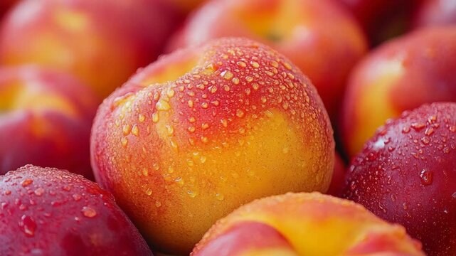 close up juicy ripe nectarine with smooth skin