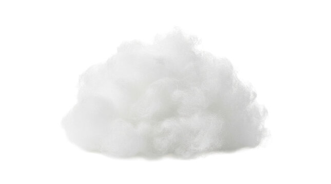 Fluffy white synthetic polyester stuffing isolated on a pure white background