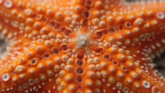 Close-up Macro View of an Orange Starfish Texture