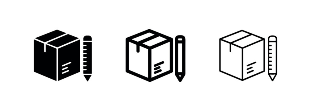 Box Package with Measuring Icons Set