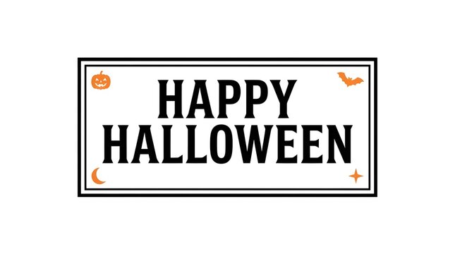 This captivating image showcases a delightful halloween typography design featuring the classic greeting 'happy halloween' presented in a bold dark font against a subtly textured