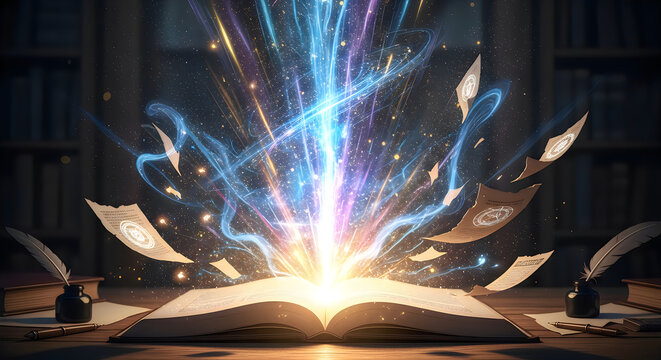 A magical open book radiating bright light perfect for celebrating the spirit of teachers day events