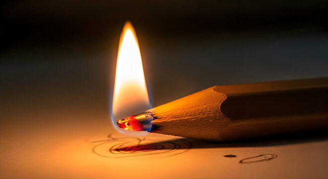 A conceptual symbolic image of a burning pencil used to celebrate the meaning of teachers day
