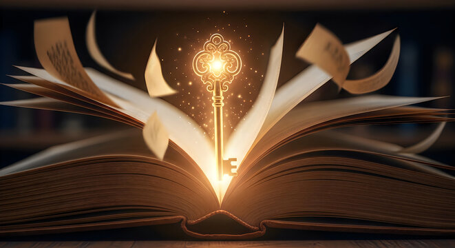 An open book with glowing pages celebrating the wisdom and knowledge shared during a special teachers day event