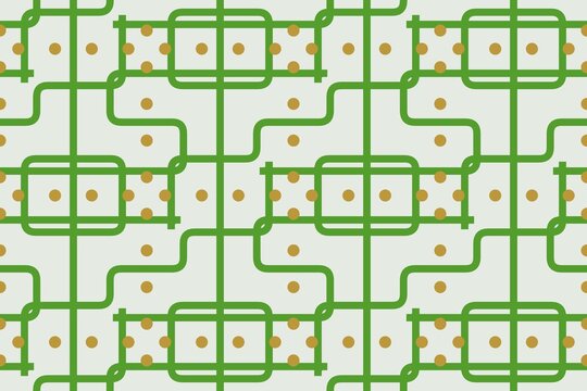 Seamless green pattern of alternating maze lines