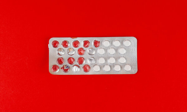 Pill Blister on Color Background, Silver Medicine Capsule Package, Drugs Packaging, Pill Pack