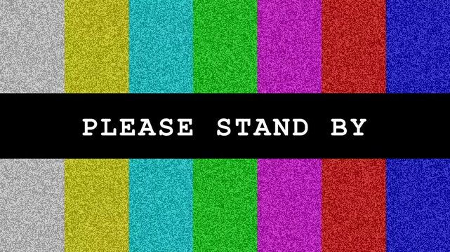 Retro Television Broadcast Signal Pattern with No Signal Static Texture and Please Stand By Message