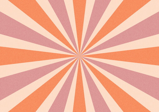 retro 60s 70s sunburst background, peach pink orange radial ray pattern illustration, vintage psychedelic geometric wallpaper with texture