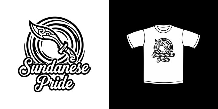 Text of Sundanese Pride with Kujang. Print-Ready T-Shirt Design 