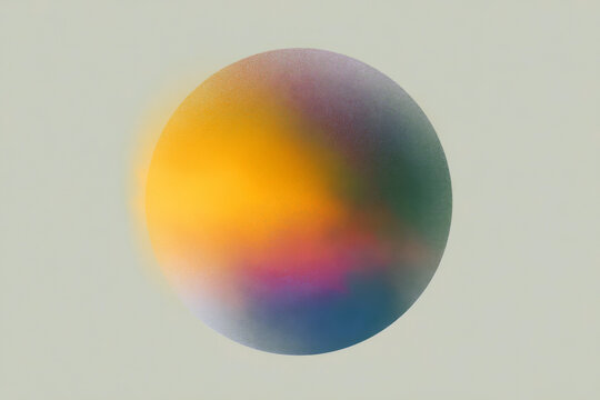 Radial duotone neon orb with multicolor haze and soft edge for minimalist poster background and modern graphic design composition