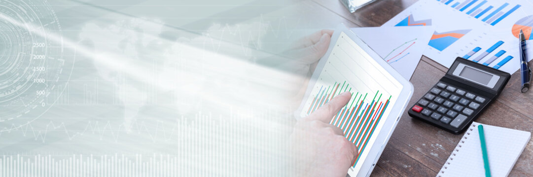 Using digital tablet; panoramic banner