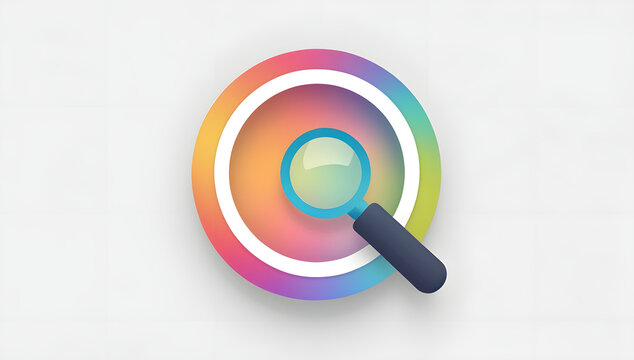 Abstract Minimalist Gradient Circular Magnifying Glass Search Logo Icon