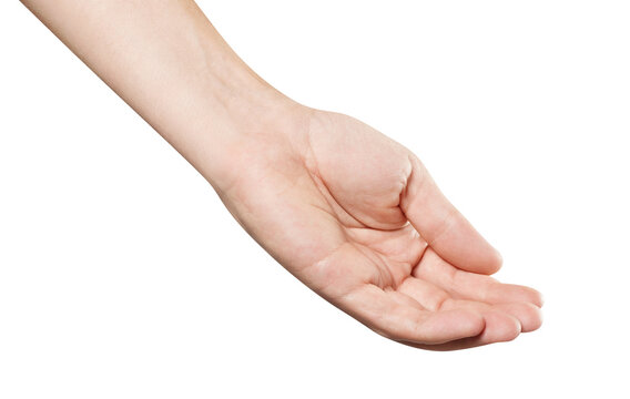 Open hand with palm up ready to receive something, isolated on transparent cutout background