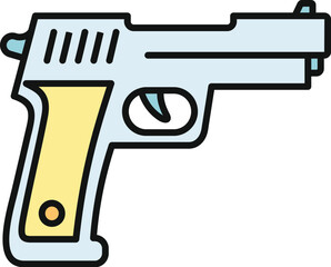 Fototapeta premium Simple flat illustration showing a pistol weapon for self defense or danger